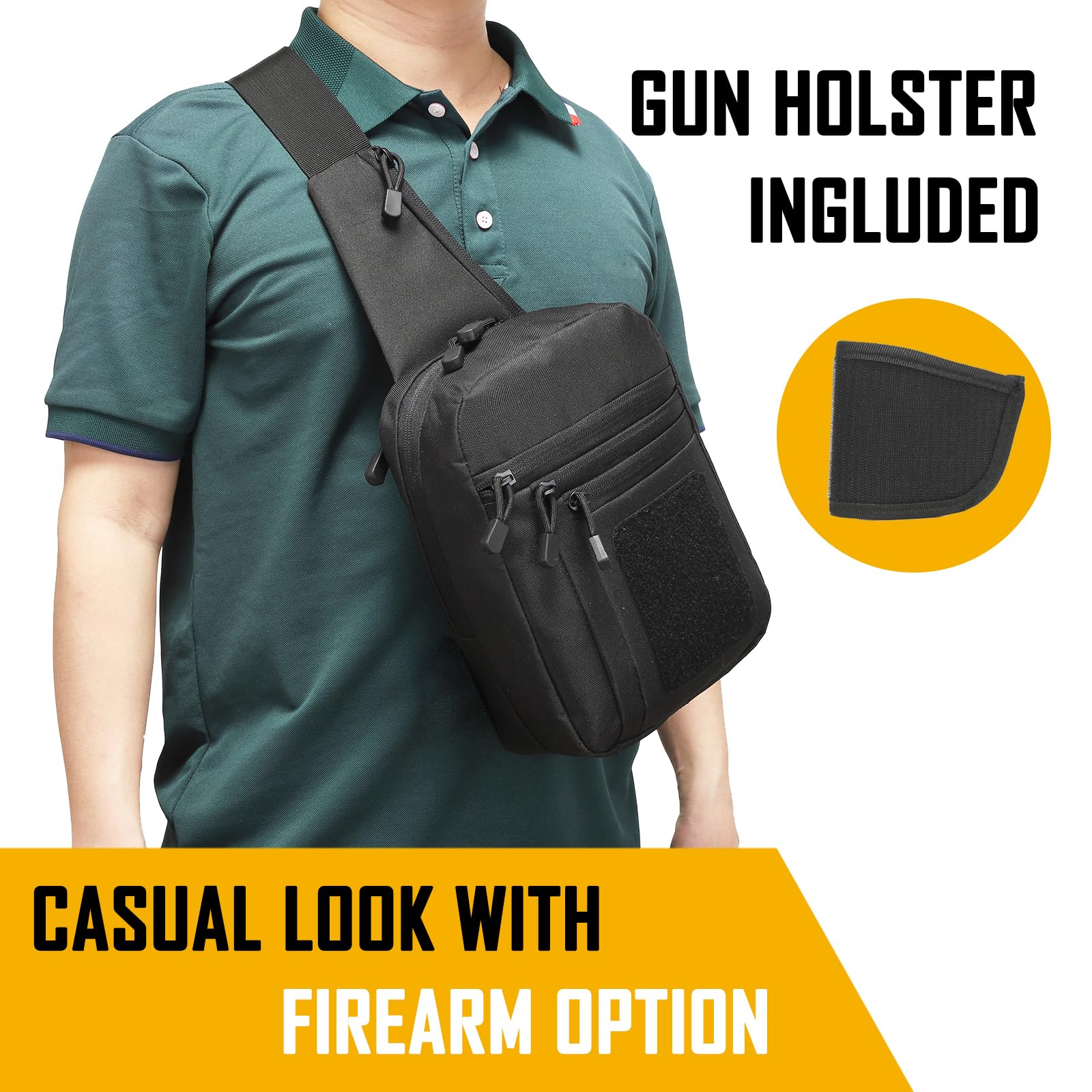 Edc Concealed Carry Bag - حقيبة كروس مخفية للرجال، حقيبة حبال