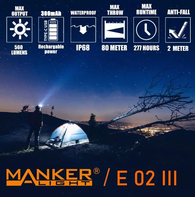 مصباح يدوي مانكر E02III للاستخ - مراجعة Edc Carry Flashlight وسعره