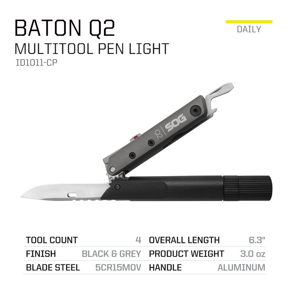 SOG BATON Q2 4 في 1 قلم متعدد  - مراجعة Edc Carry Flashlight وسعره